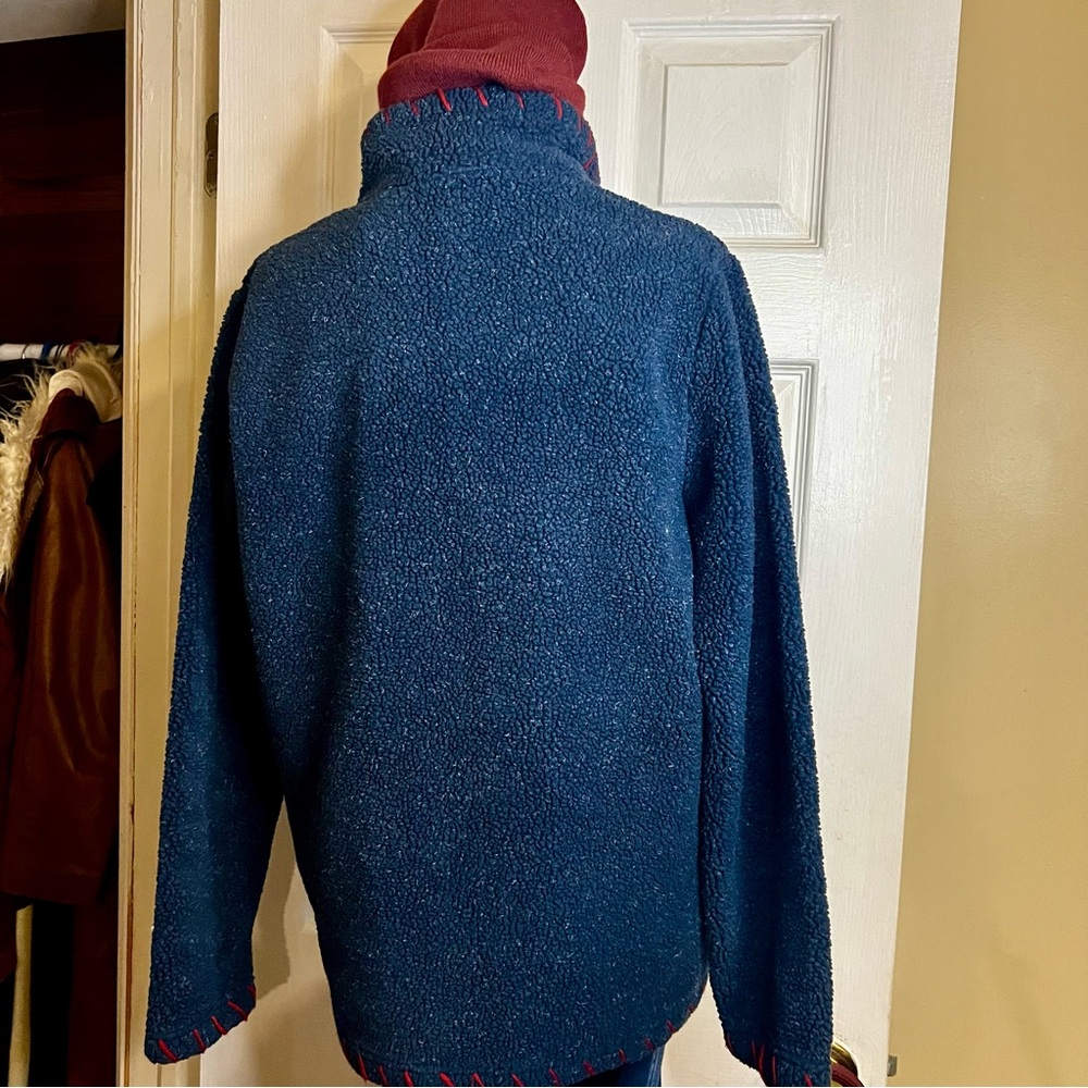 Vintage Faded Glory Ugly Holiday Fleece Zip Yarn Trim Design‎ Cozy Sweater Large - Picture 6 of 13